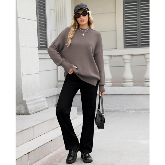 Women’s Oversized Checkered Sweater Cozy Fall Winter Pullover Top - Picture 2 of 5